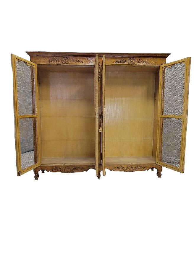 Antique French Country Chicken Wire Paneled Bookcase - 3