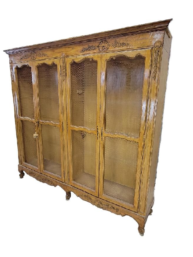 Antique French Country Chicken Wire Paneled Bookcase - 4