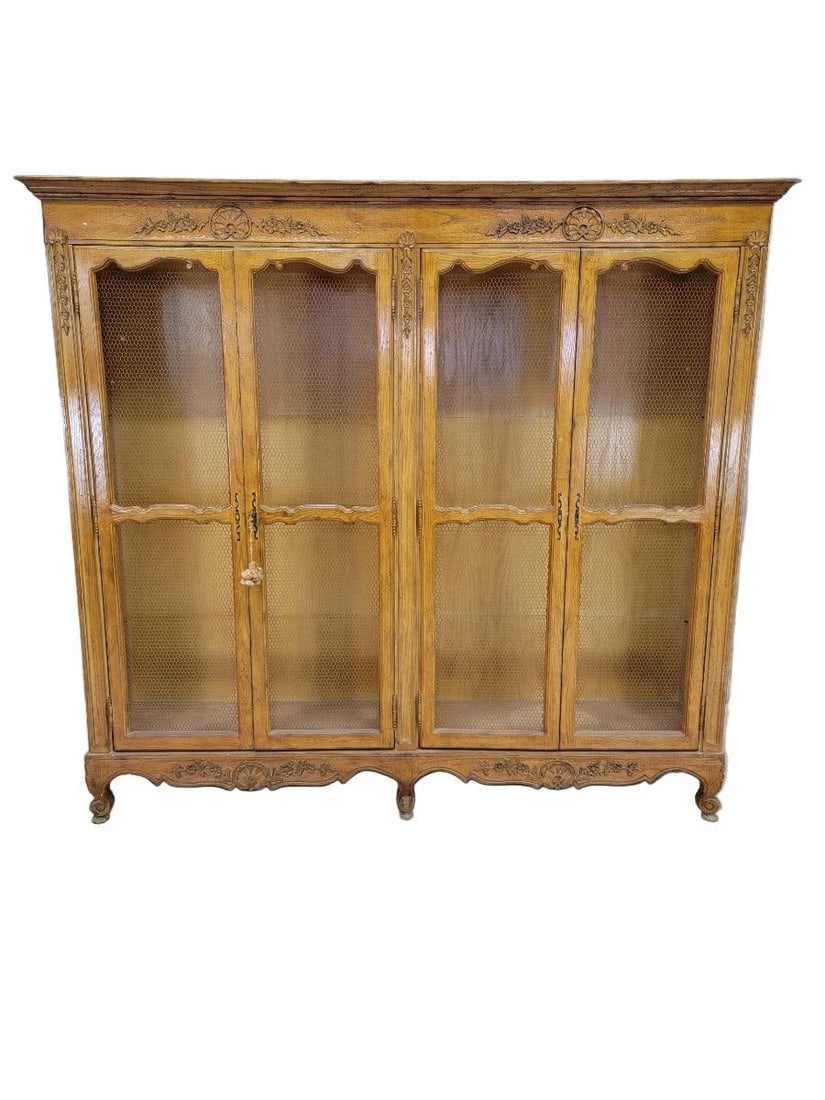 Antique French Country Chicken Wire Paneled Bookcase - 5