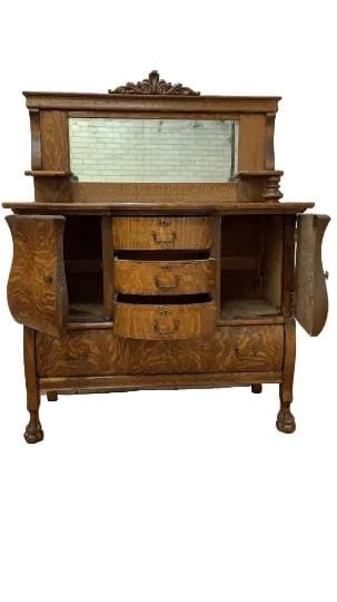 Antique Empire Quarter Sawn Buffet Cabinet - 2