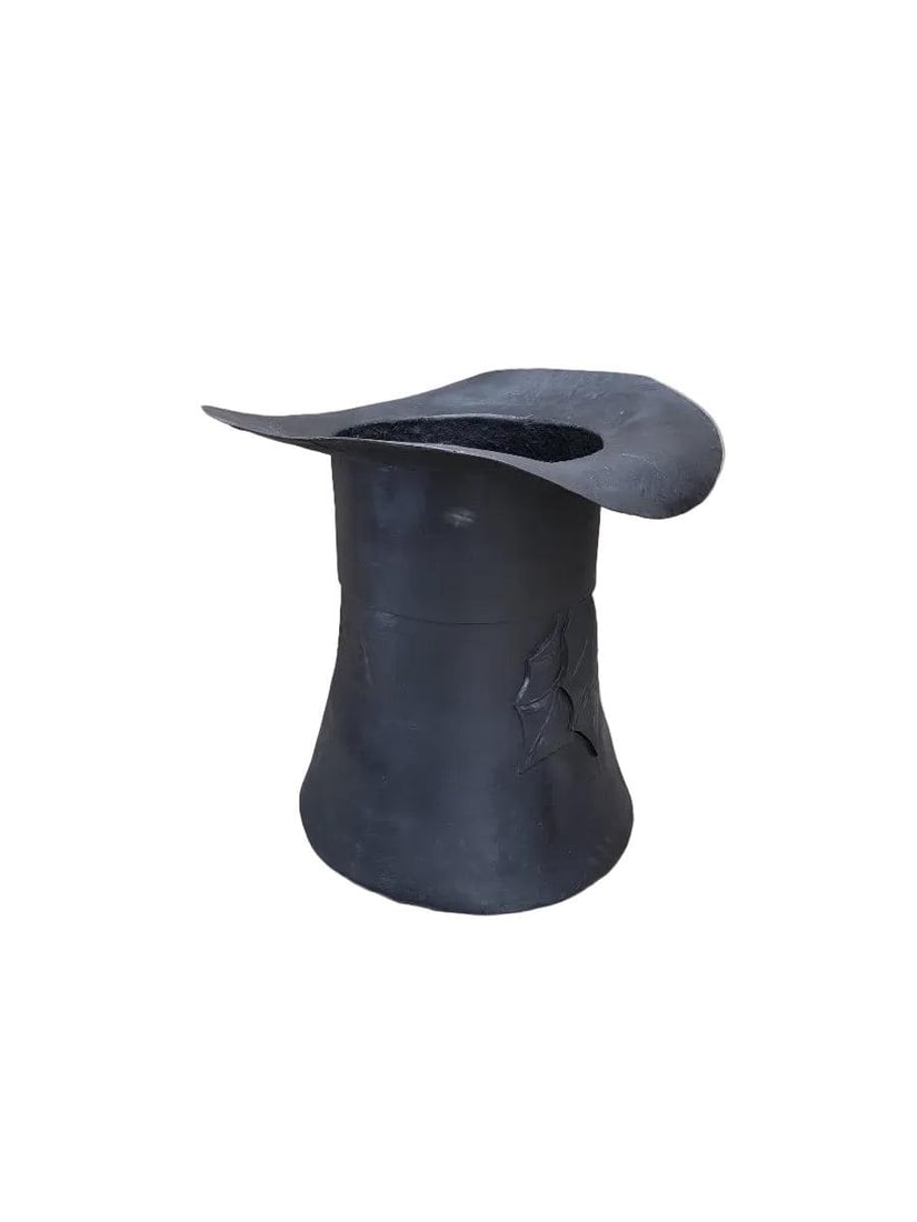 Vintage Oversized Fiber-Glass Resin Crafted Black Magician Top-Hat Prop/Holiday Decor Piece - 2
