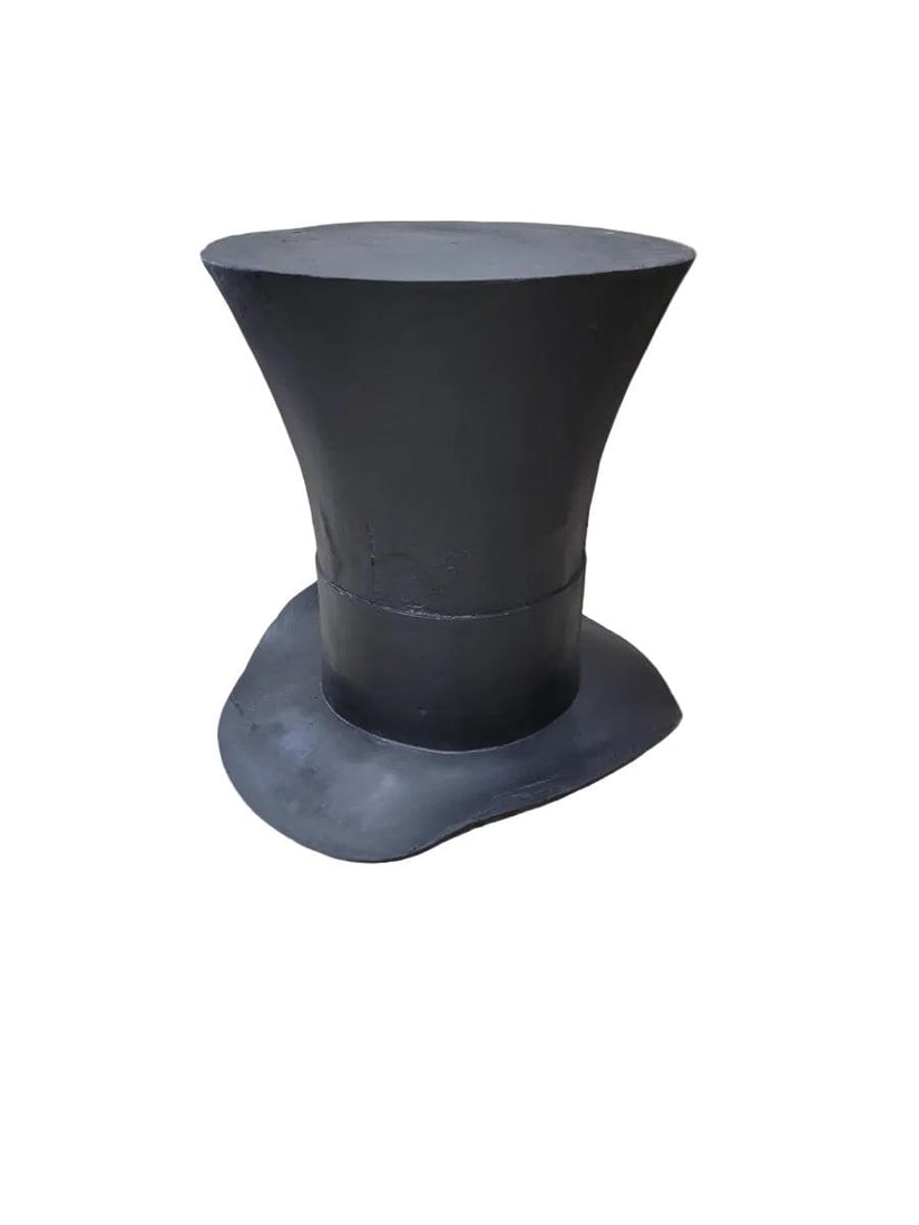 Vintage Oversized Fiber-Glass Resin Crafted Black Magician Top-Hat Prop/Holiday Decor Piece - 4