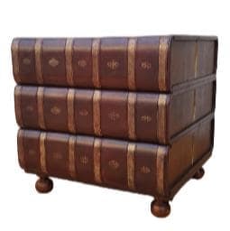 Vintage Walter E. Smithe Stacked Leather Books Side Table (1 of 9)