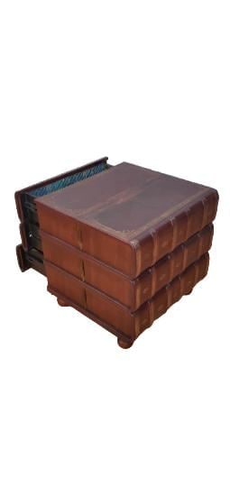 Vintage Walter E. Smithe Stacked Leather Books Side Table - 2