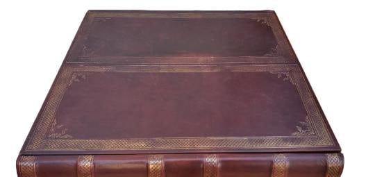 Vintage Walter E. Smithe Stacked Leather Books Side Table - 7