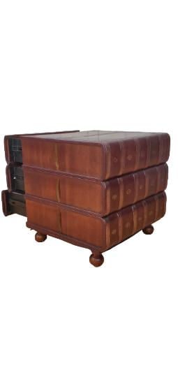 Vintage Walter E. Smithe Stacked Leather Books Side Table - 8