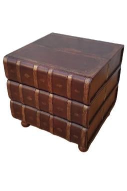 Vintage Walter E. Smithe Stacked Leather Books Side Table - 9
