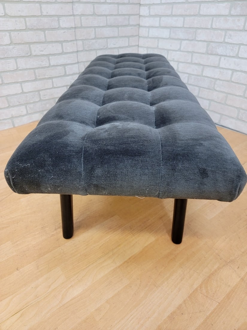 Mid Century Modern Gio Ponti Style Biscuit Tufted Floating Formation Bench Ottoman - 6