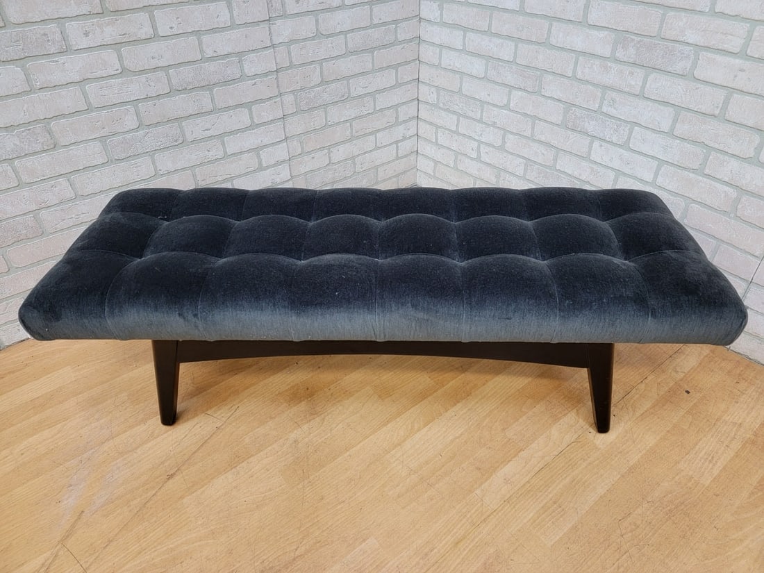 Mid Century Modern Gio Ponti Style Biscuit Tufted Floating Formation Bench Ottoman - 7