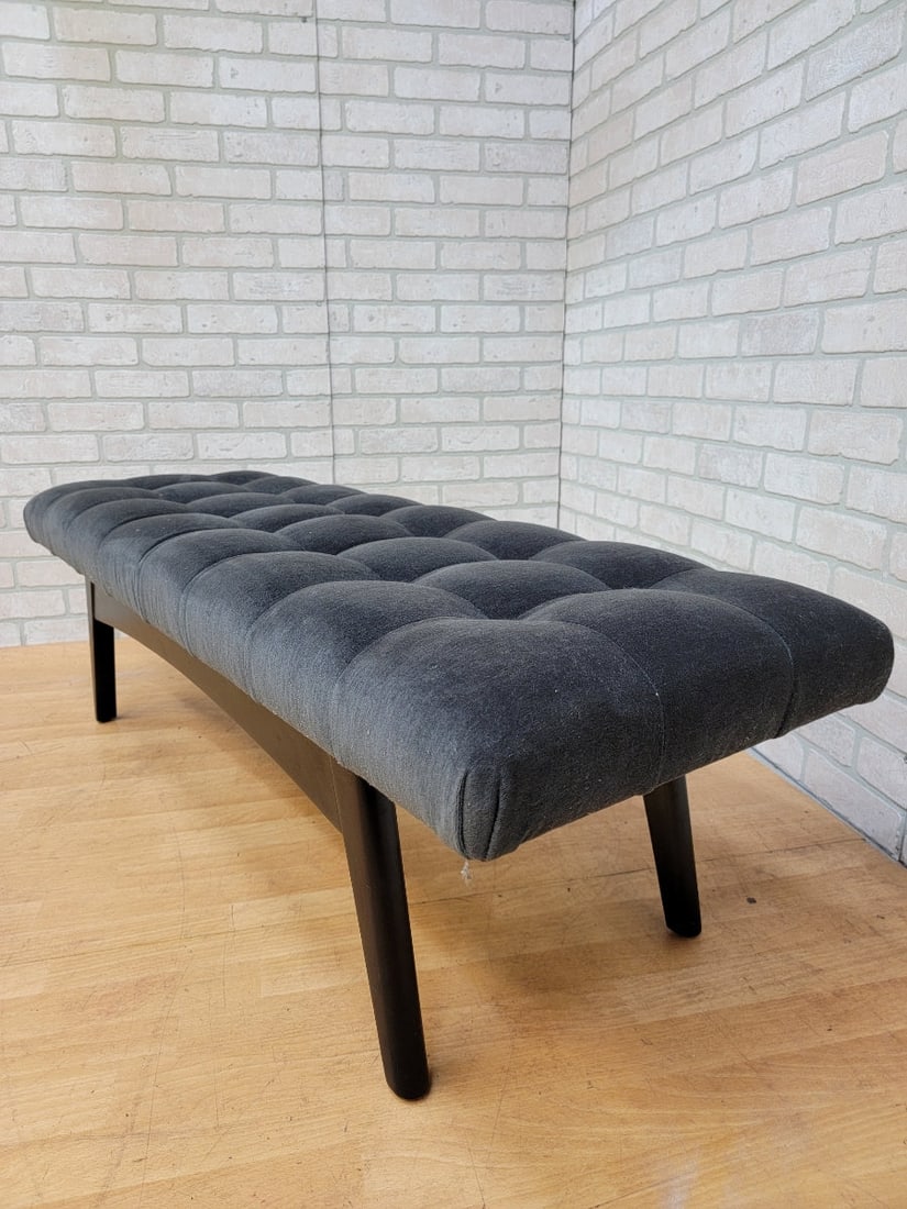 Mid Century Modern Gio Ponti Style Biscuit Tufted Floating Formation Bench Ottoman - 8