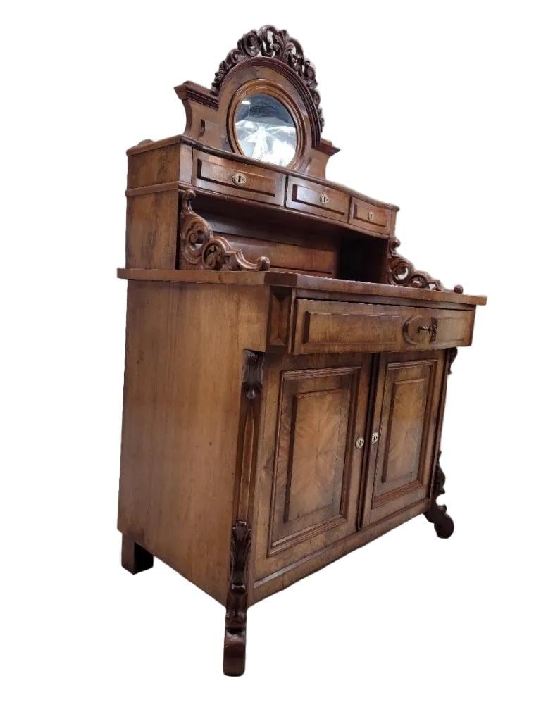 Antique English Victorian Chiffonier Cabinet with Mirror - 6