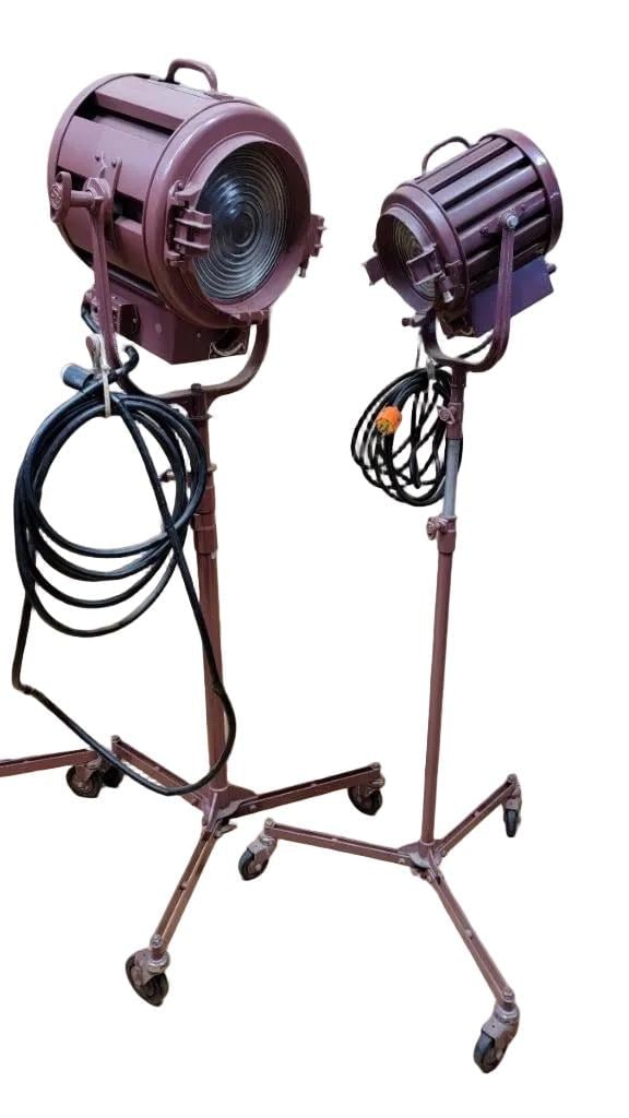 Vintage Mole Richardson Solar Spot Stage Light Floor Lamps 412 and 407 - 6 - 2