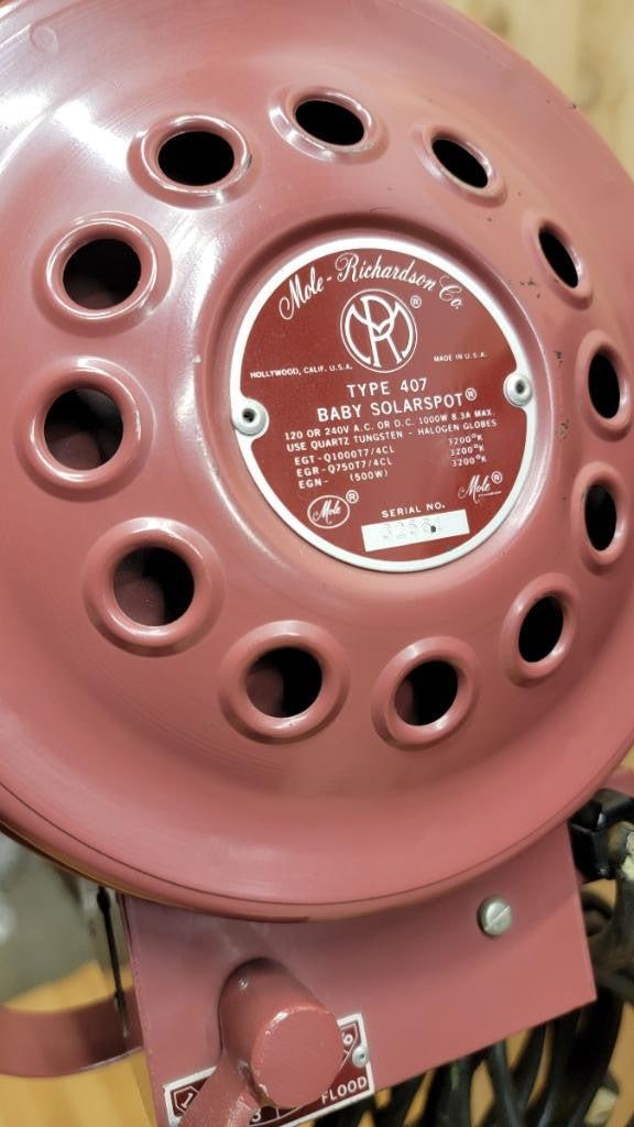 Vintage Mole Richardson Solar Spot Stage Light Floor Lamps 412 and 407 - 6 - 5