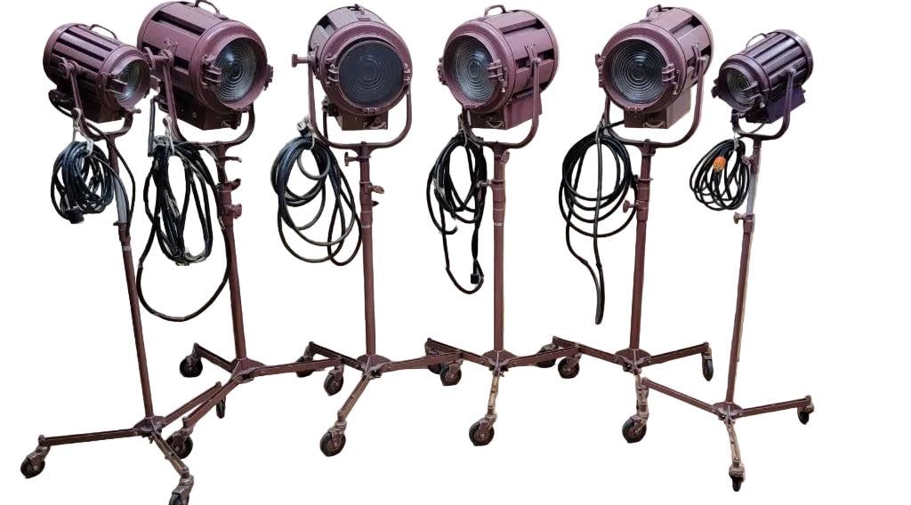 Vintage Mole Richardson Solar Spot Stage Light Floor Lamps 412 and 407 - 6 - 8