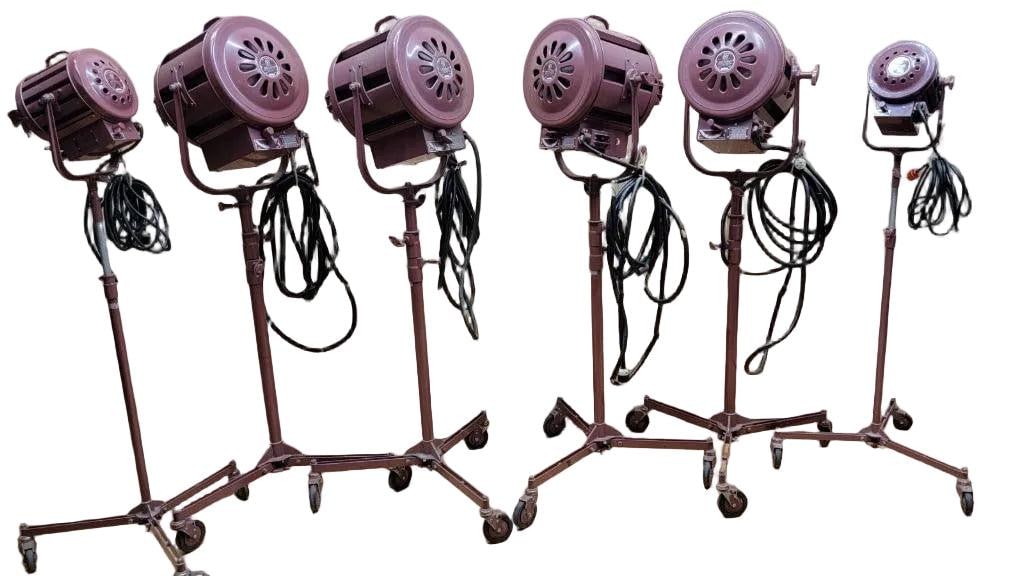 Vintage Mole Richardson Solar Spot Stage Light Floor Lamps 412 and 407 - 6 - 9