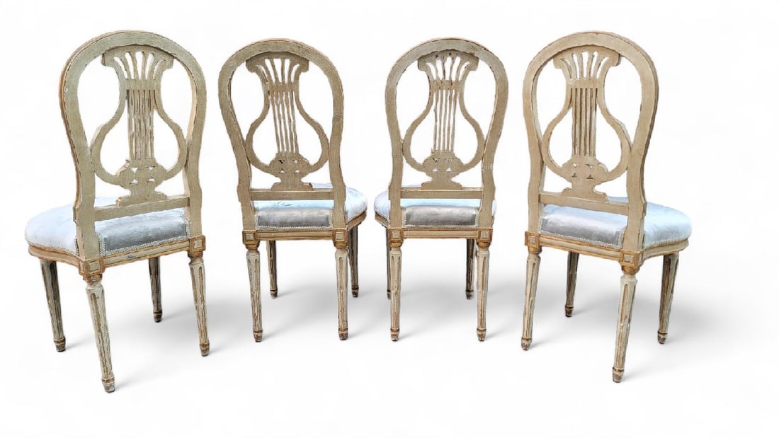Antique French Louis XVI Style Dining Chairs Newly Upholstered - Set of 4 - 3