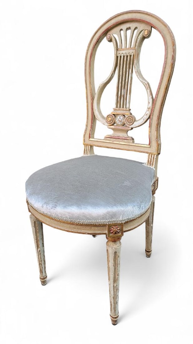 Antique French Louis XVI Style Dining Chairs Newly Upholstered - Set of 4 - 7