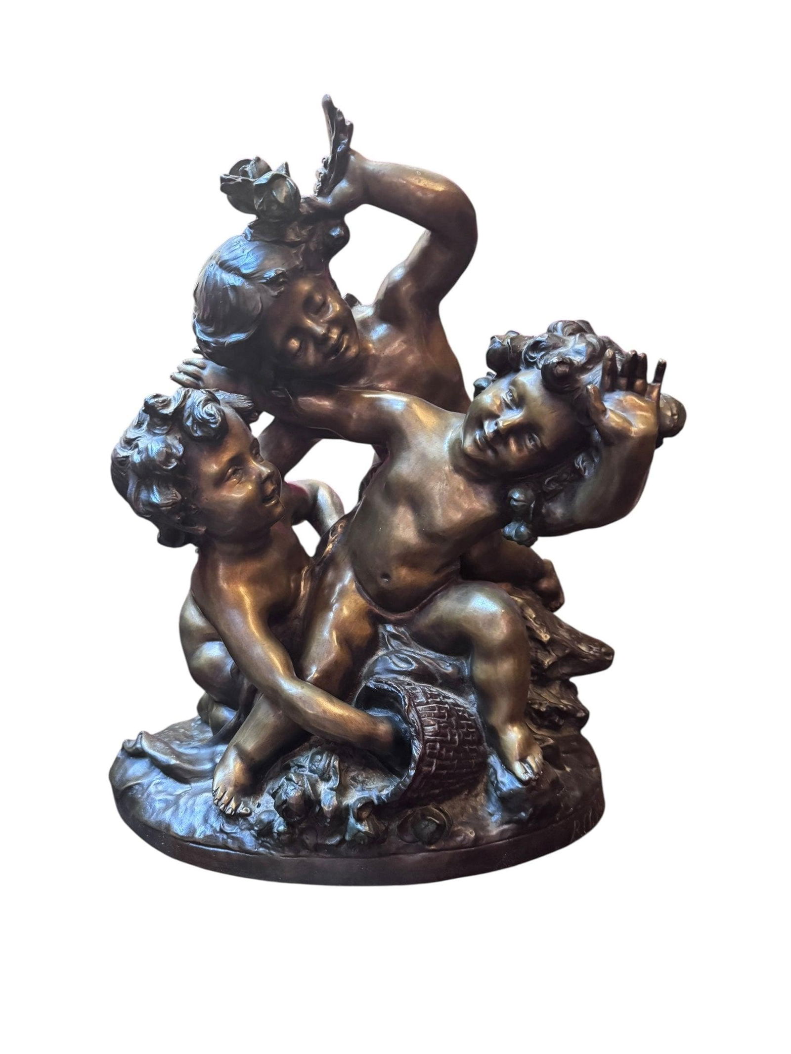 Antique French Sculpture by Charles Raphael Peyre "Battle of the Flowers": Title: Antique French Sculpture by Charles Raphael Peyre "Battle of the Flowers" Description: Antique French Bronze Sculpture by Charles Raphael Peyre Batailles Des Fleurs (Battle of the Flowers) A be