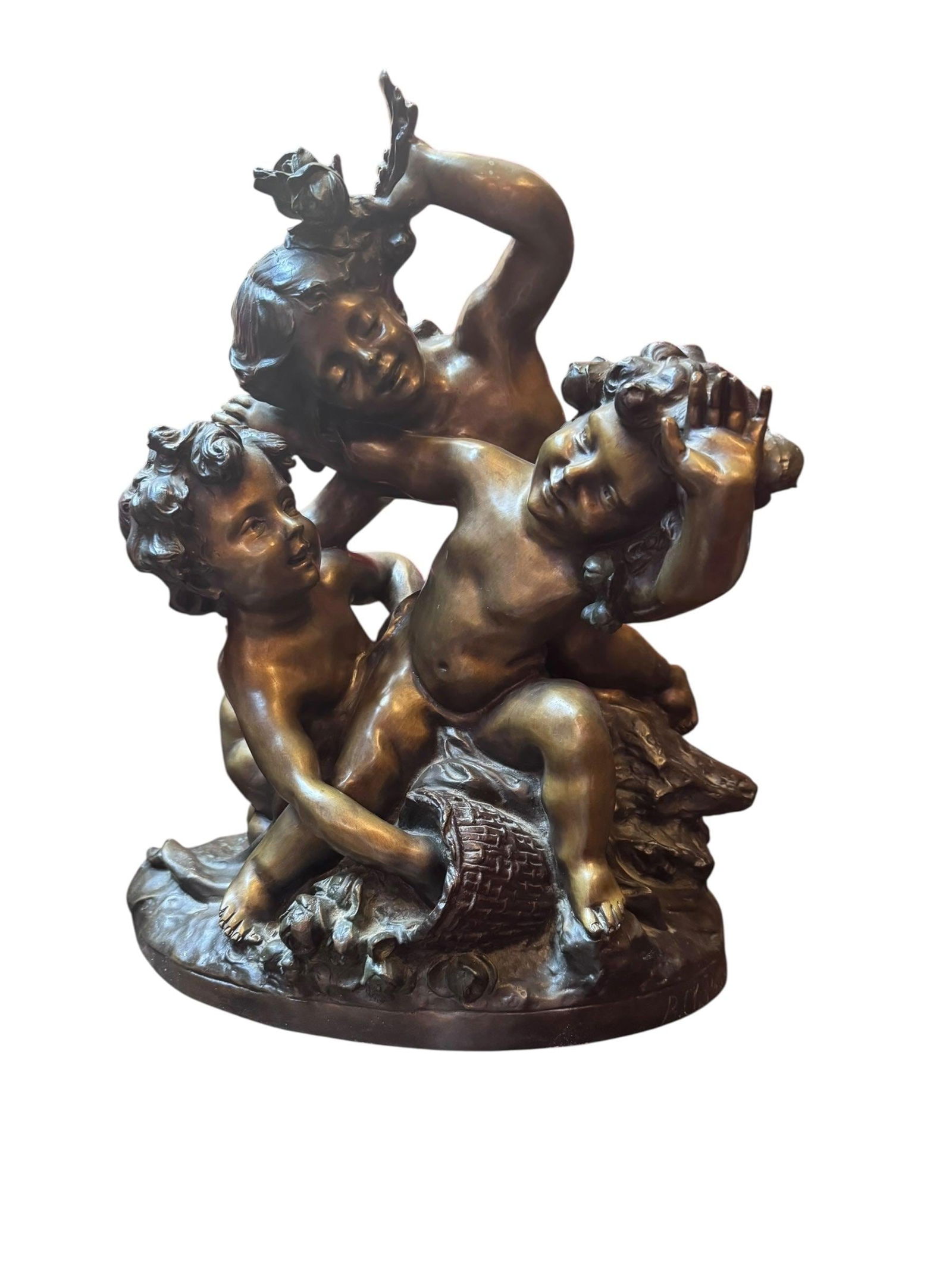 Antique French Sculpture by Charles Raphael Peyre "Battle of the Flowers" - 2