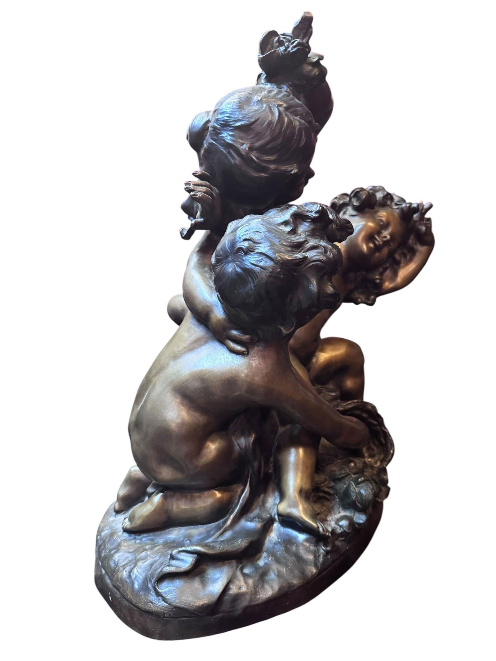 Antique French Sculpture by Charles Raphael Peyre "Battle of the Flowers" - 7