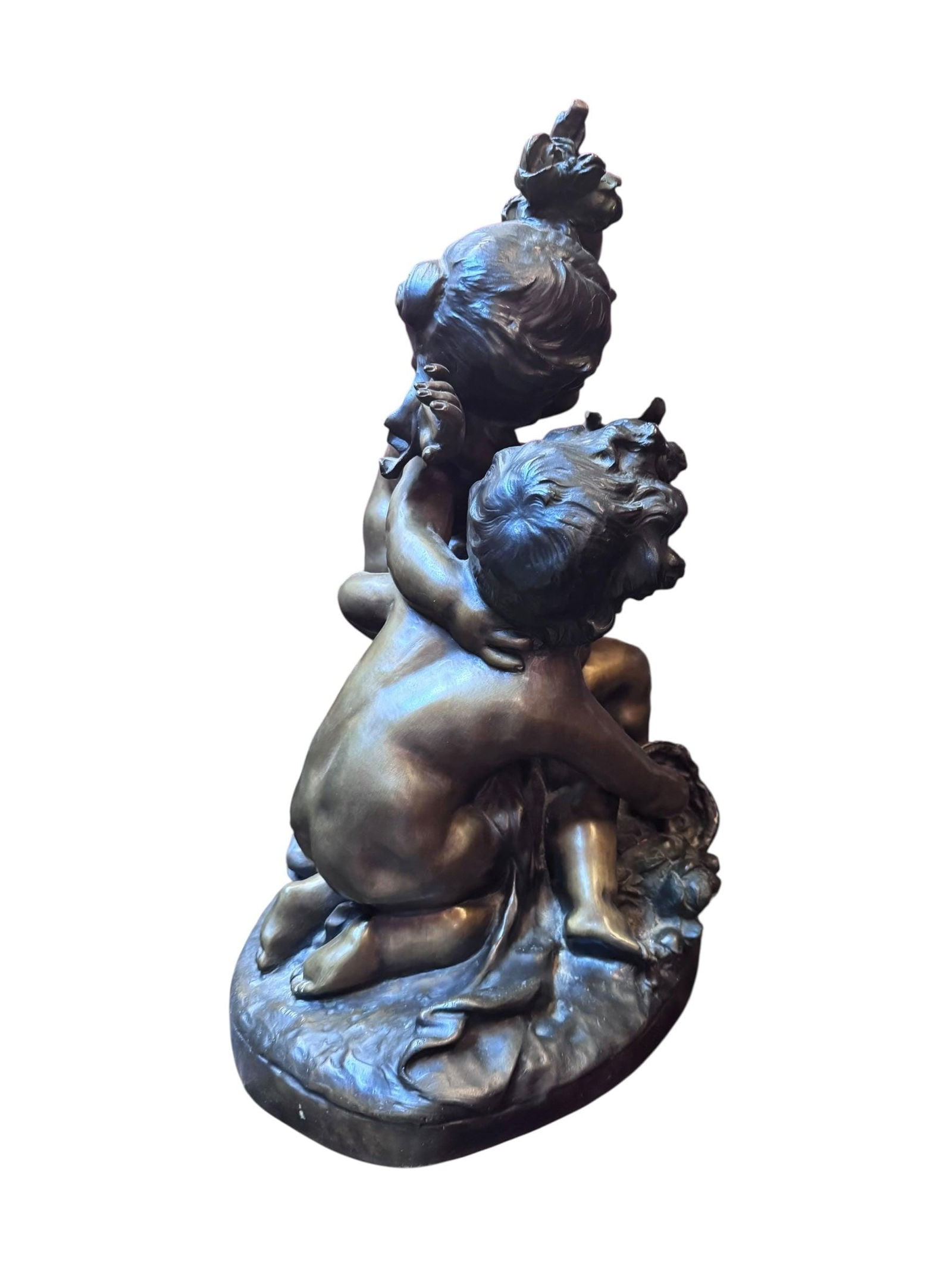 Antique French Sculpture by Charles Raphael Peyre "Battle of the Flowers" - 9