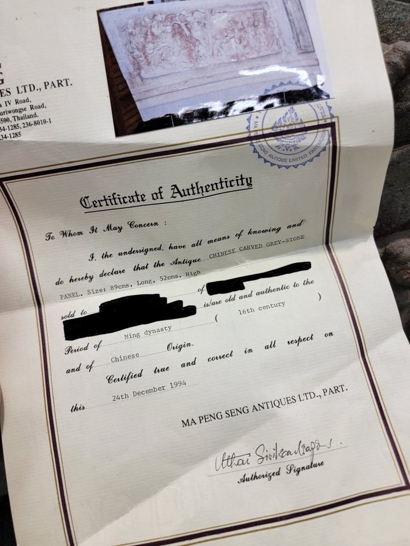 16th Century Chinese Hand Sculpted Grey Stone Panel with Stand Sculpture - 10