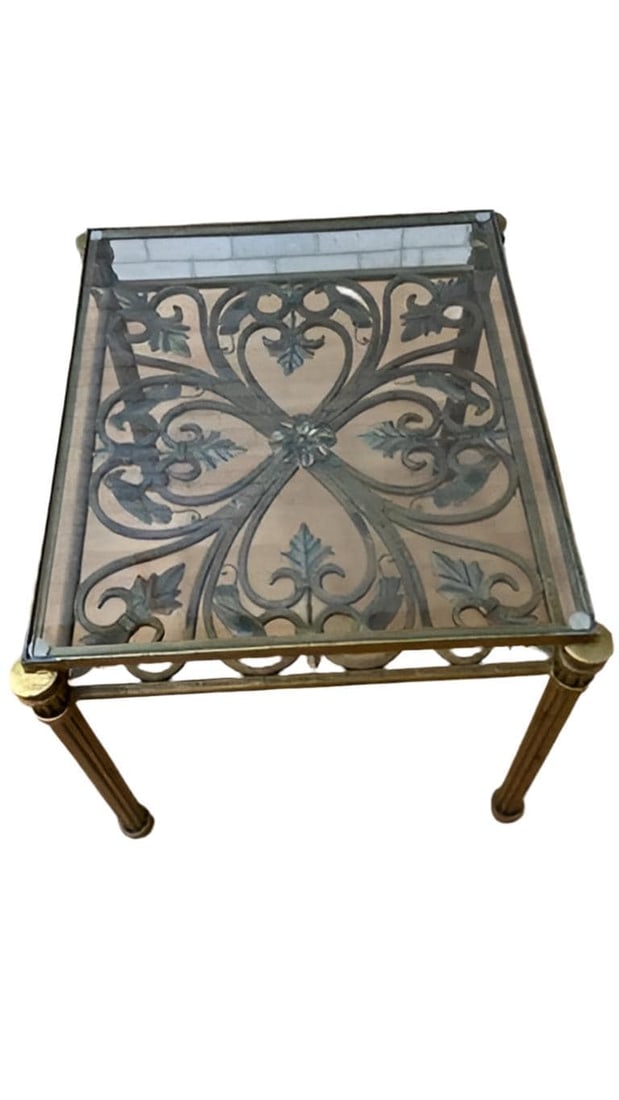 Hollywood Regency Ornate Iron Side Tables - Pair - 2