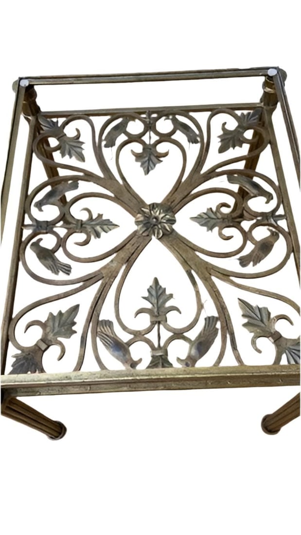 Hollywood Regency Ornate Iron Side Tables - Pair - 3