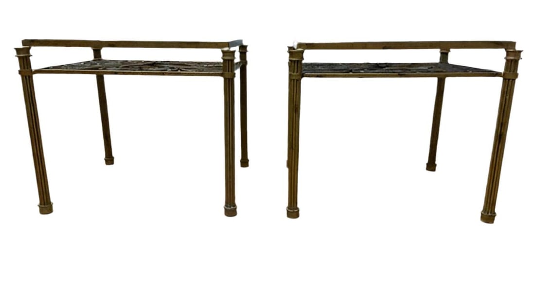 Hollywood Regency Ornate Iron Side Tables - Pair - 6