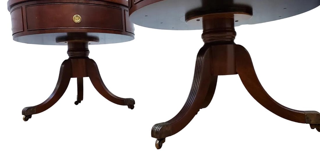 Vintage Inlaid Drum Side Tables - Pair - 3