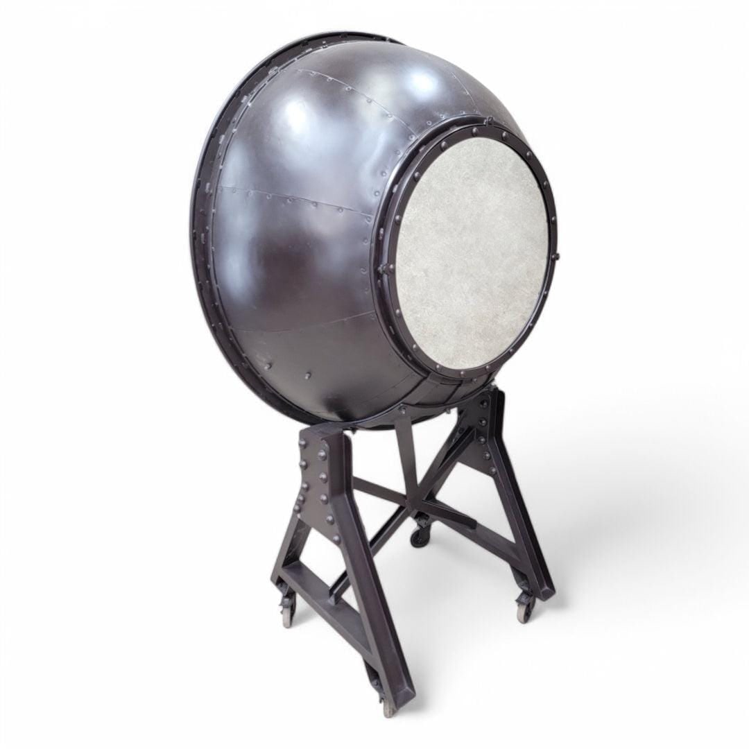 Industrial Modern Cannonball Bar Cabinet: Title: Industrial Modern Cannonball Bar Cabinet Description: Industrial Hand Forged Iron 2 Glass Door Cannonball Bar Cabinet Elevate your home decor with our industrial hand forged iron 2 glass door