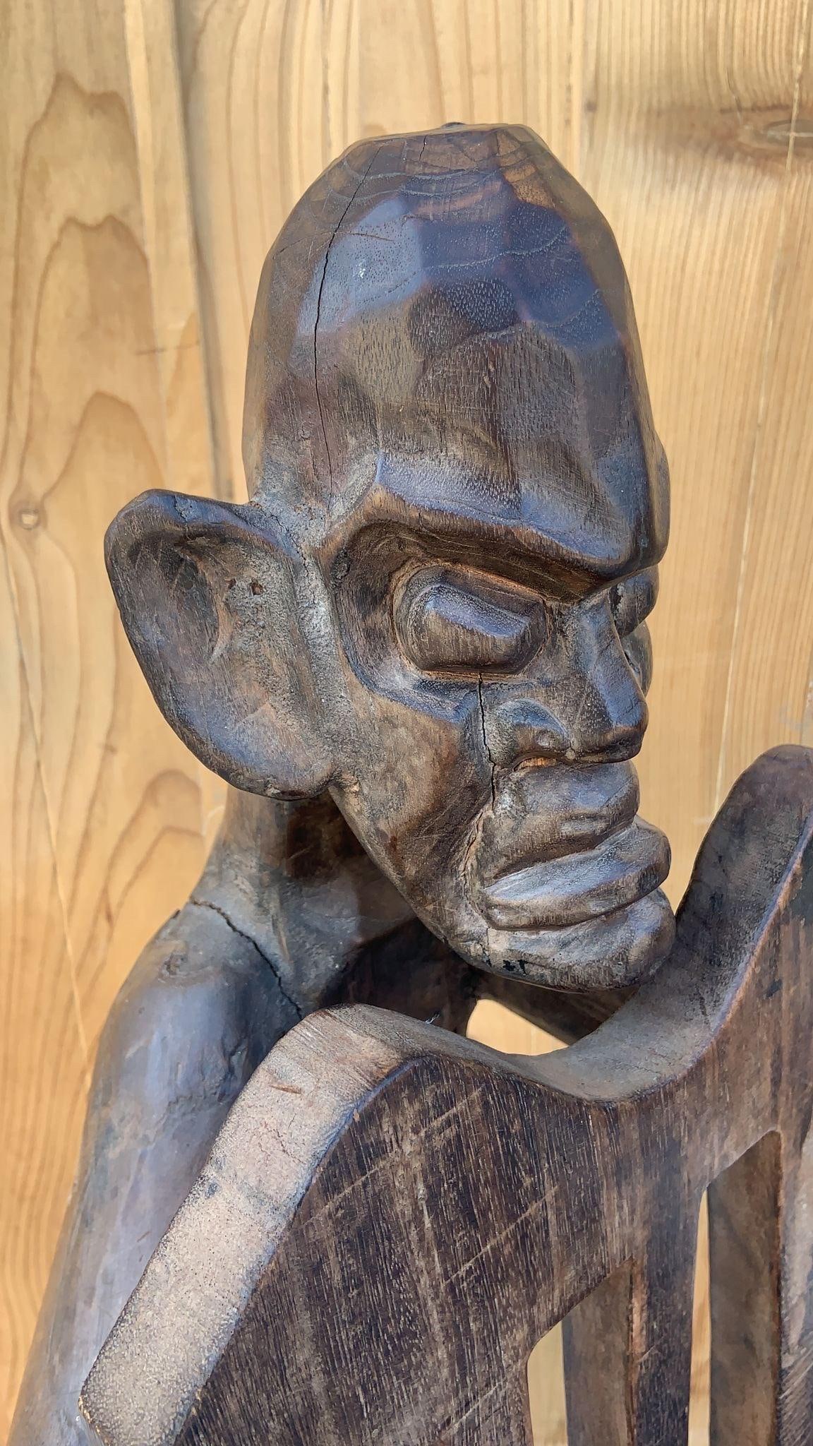 Antique African Figural Carved Armchairs - Set of 2 - 5