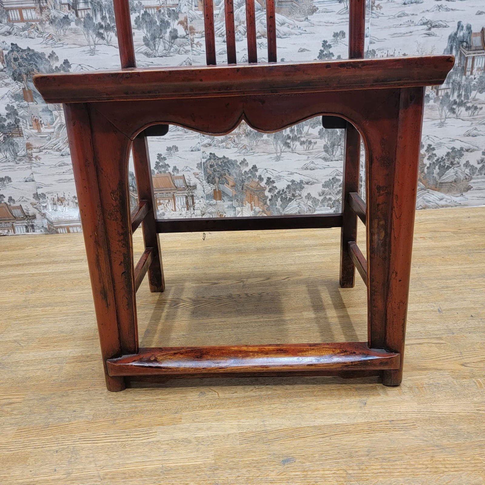 Antique Shanxi Province Red Lacquer Elm Side Chair - 9