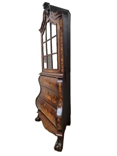 Antique Dutch Marquetry Corner Display Cabinet - 6