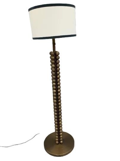 Modern Brass Textured Tower Floor Lamp: Title: Modern Brass Textured Tower Floor Lamp Description: Custom Designer Brass Textured Tower Floor Lamp with Shade Circa 21st Century Dimensions Floor LampH 72D 18 Base Shade D 20 CONDITION: 