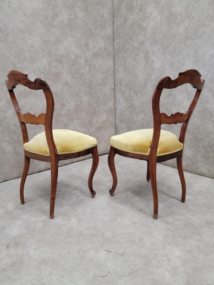 Antique French Victorian Carved Mahogany Accent Side Chairs - Pair - 4