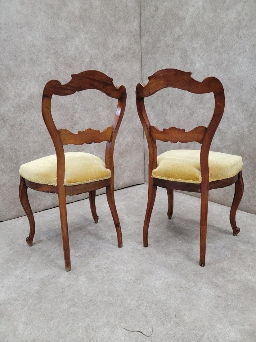 Antique French Victorian Carved Mahogany Accent Side Chairs - Pair - 5