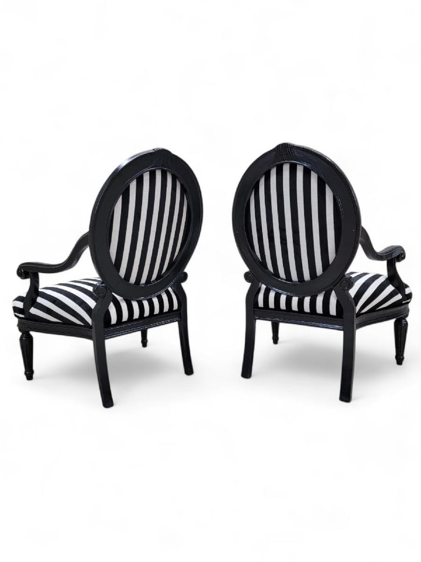 Vintage French Louis Style Chairs Newly Reupholstered - Pair - 4