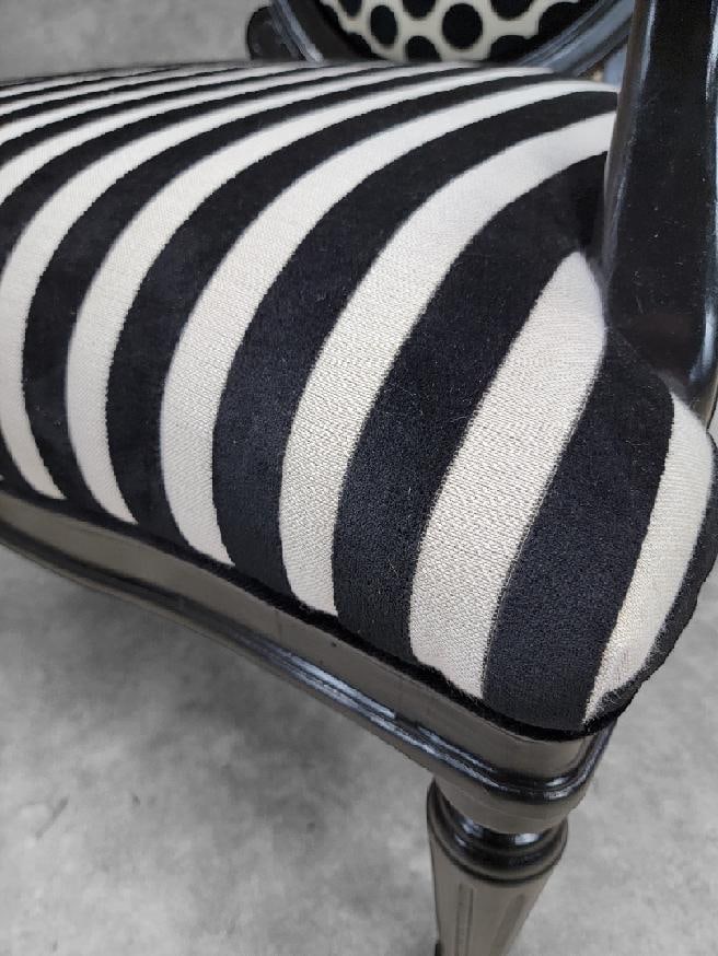 Vintage French Louis Style Chairs Newly Reupholstered - Pair - 6