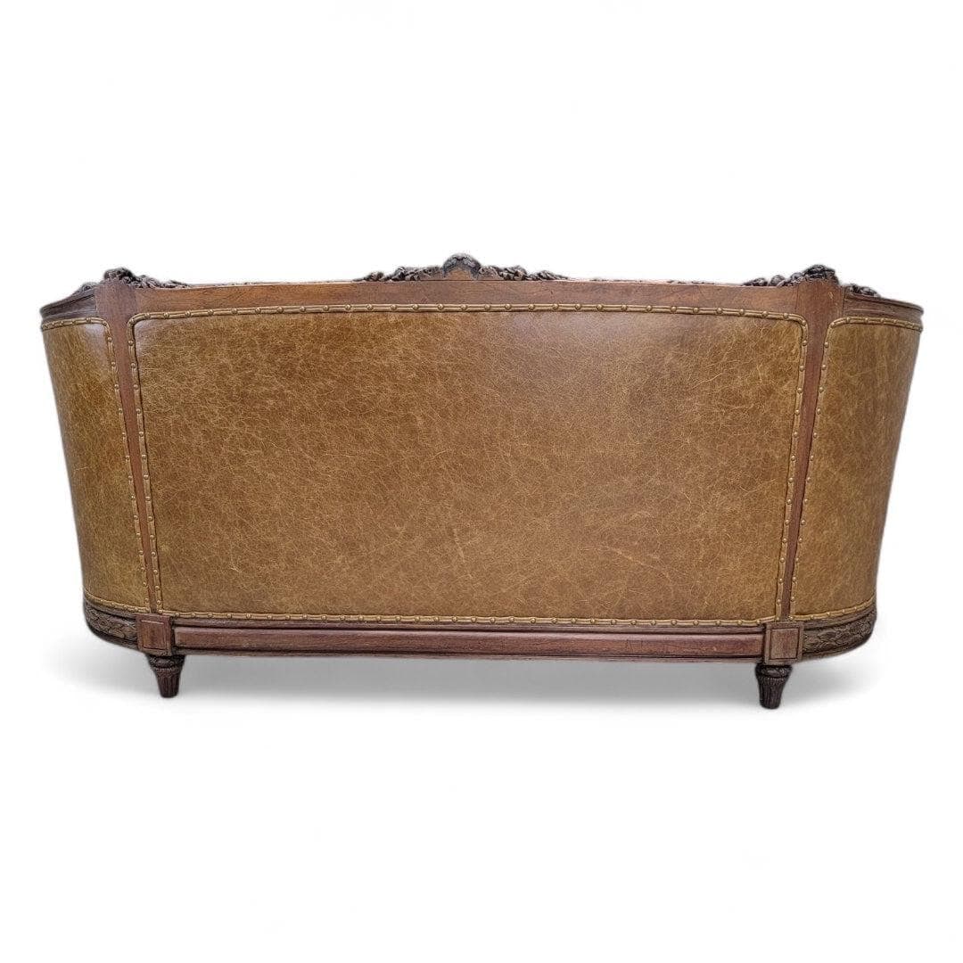 Antique French Regency Style Carved Sofa Newly Reupholstered - 6