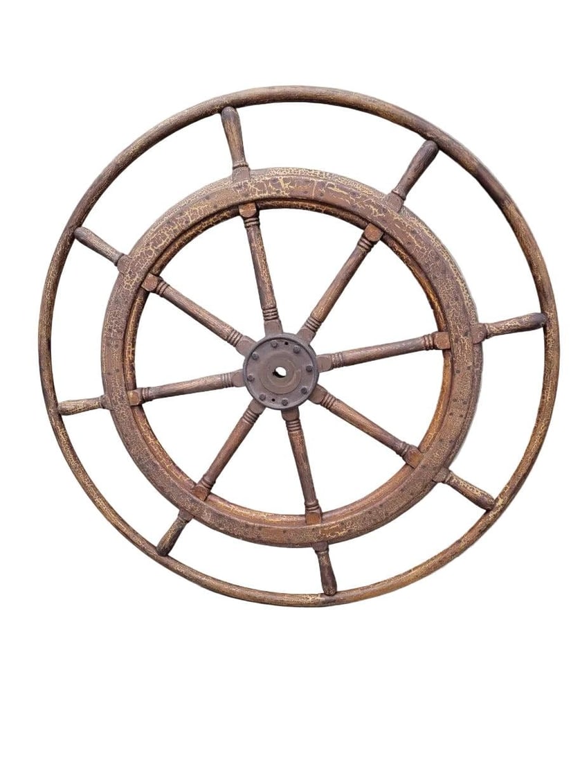 Antique Nautical Ships Wheel Custom Coffee Table - 5