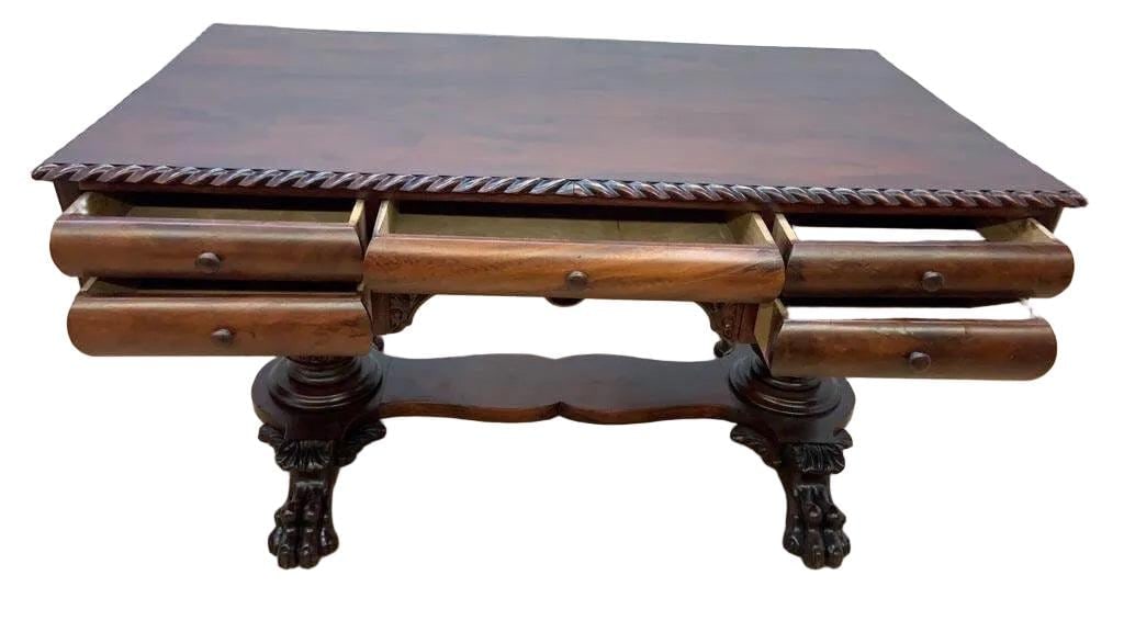 Antique Empire Carved Mahogany Partner?s Desk - 3