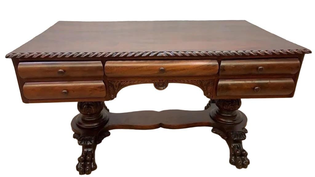 Antique Empire Carved Mahogany Partner?s Desk - 5
