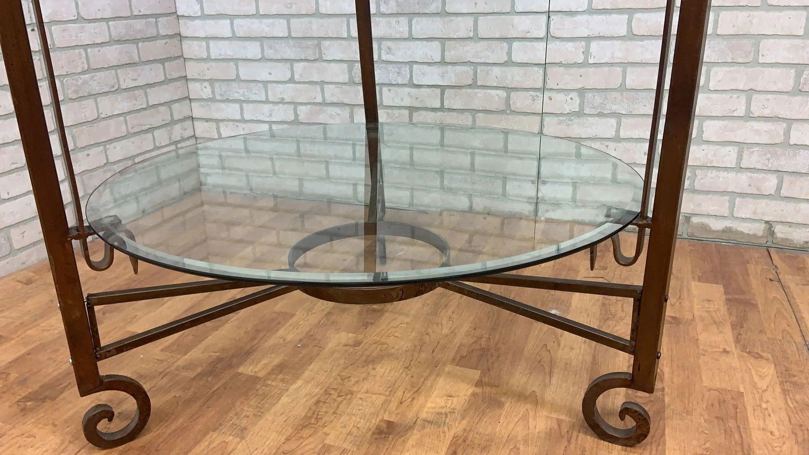 Vintage Victorian Style Iron and Beveled Circular Glass Shelf Boutique/Closet Display Stand - 3