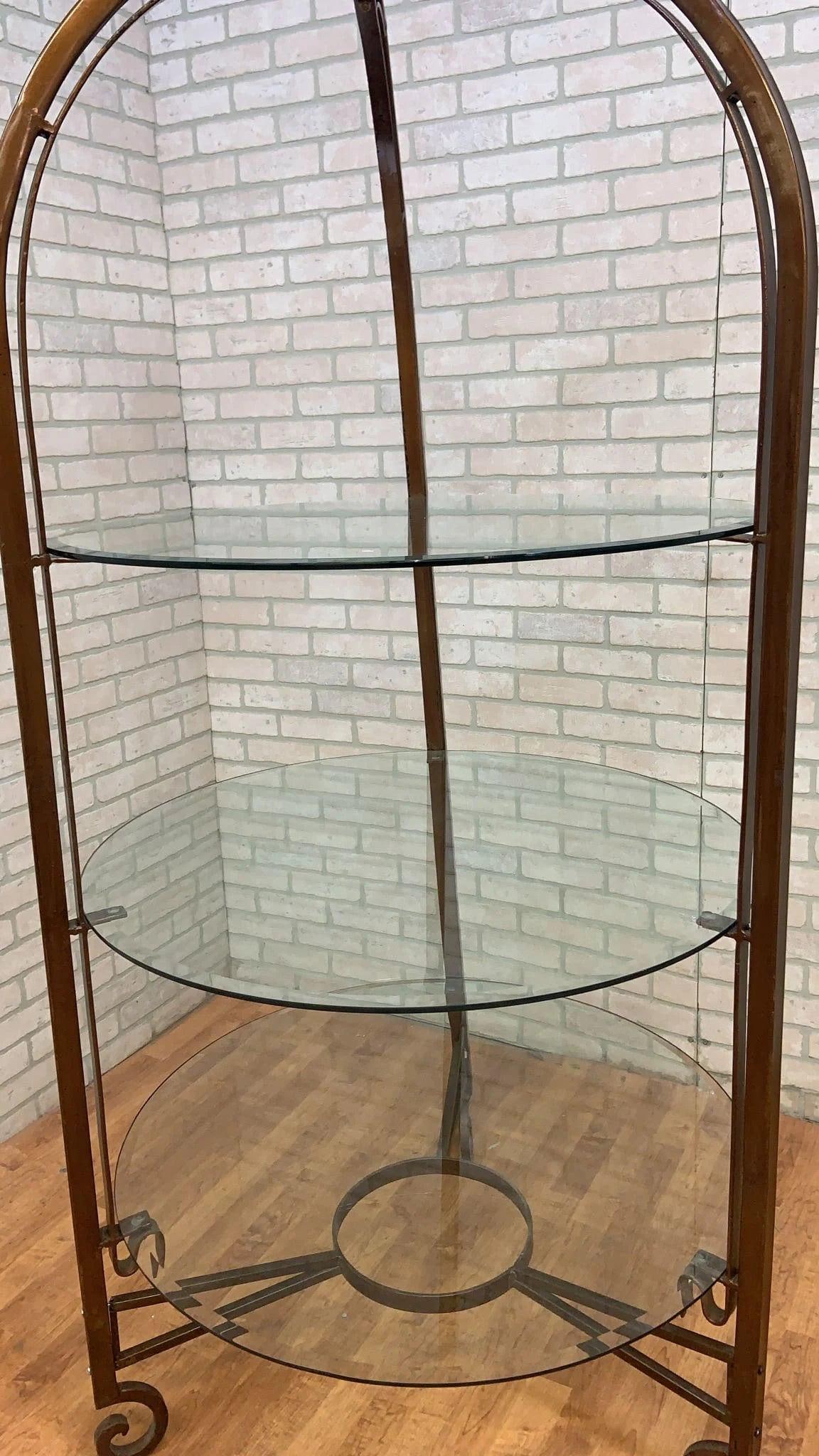 Vintage Victorian Style Iron and Beveled Circular Glass Shelf Boutique/Closet Display Stand - 6