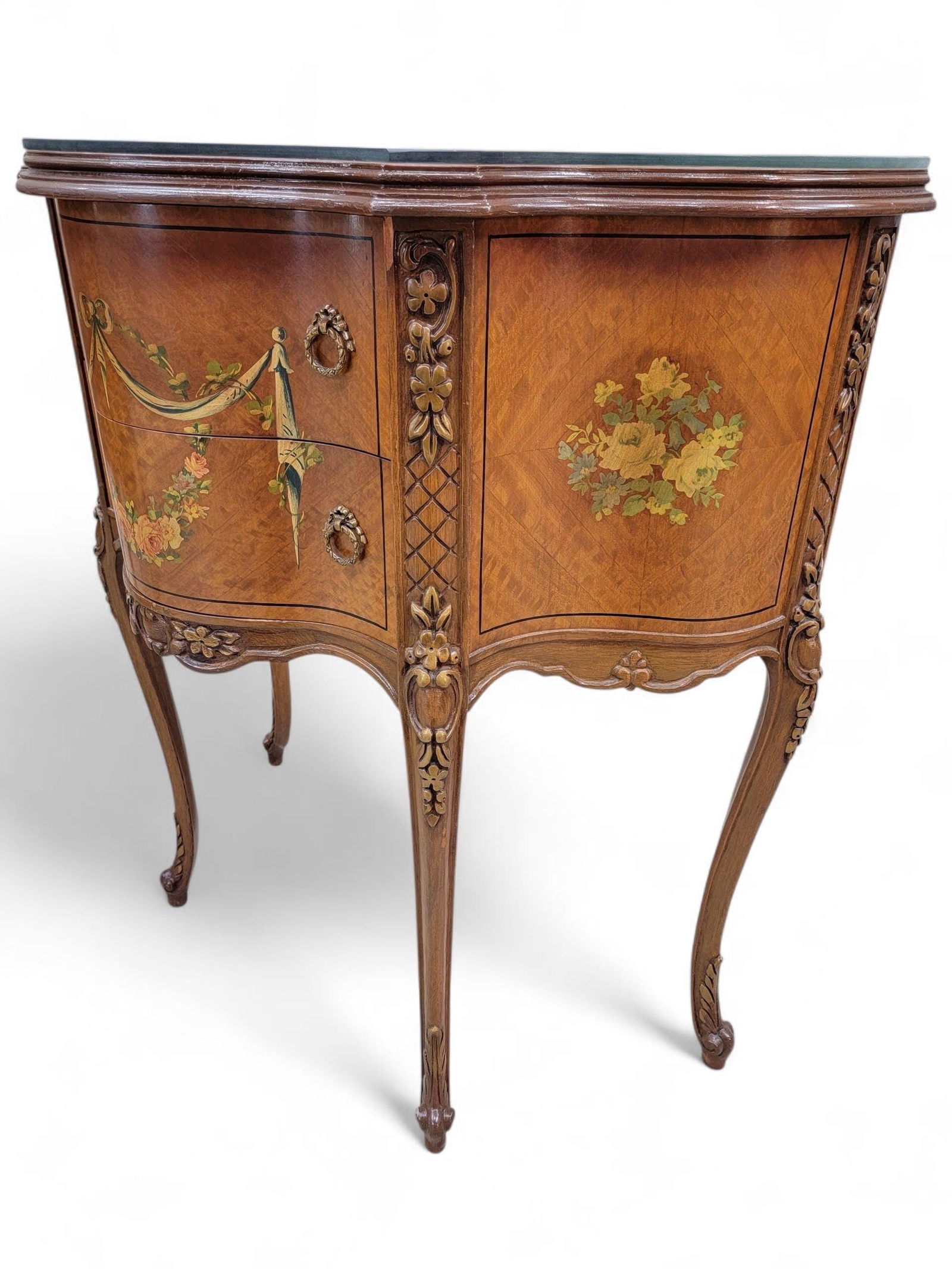 Antique Neoclassical French Style Hand Painted End Tabes/Nightstands - Pair - 10