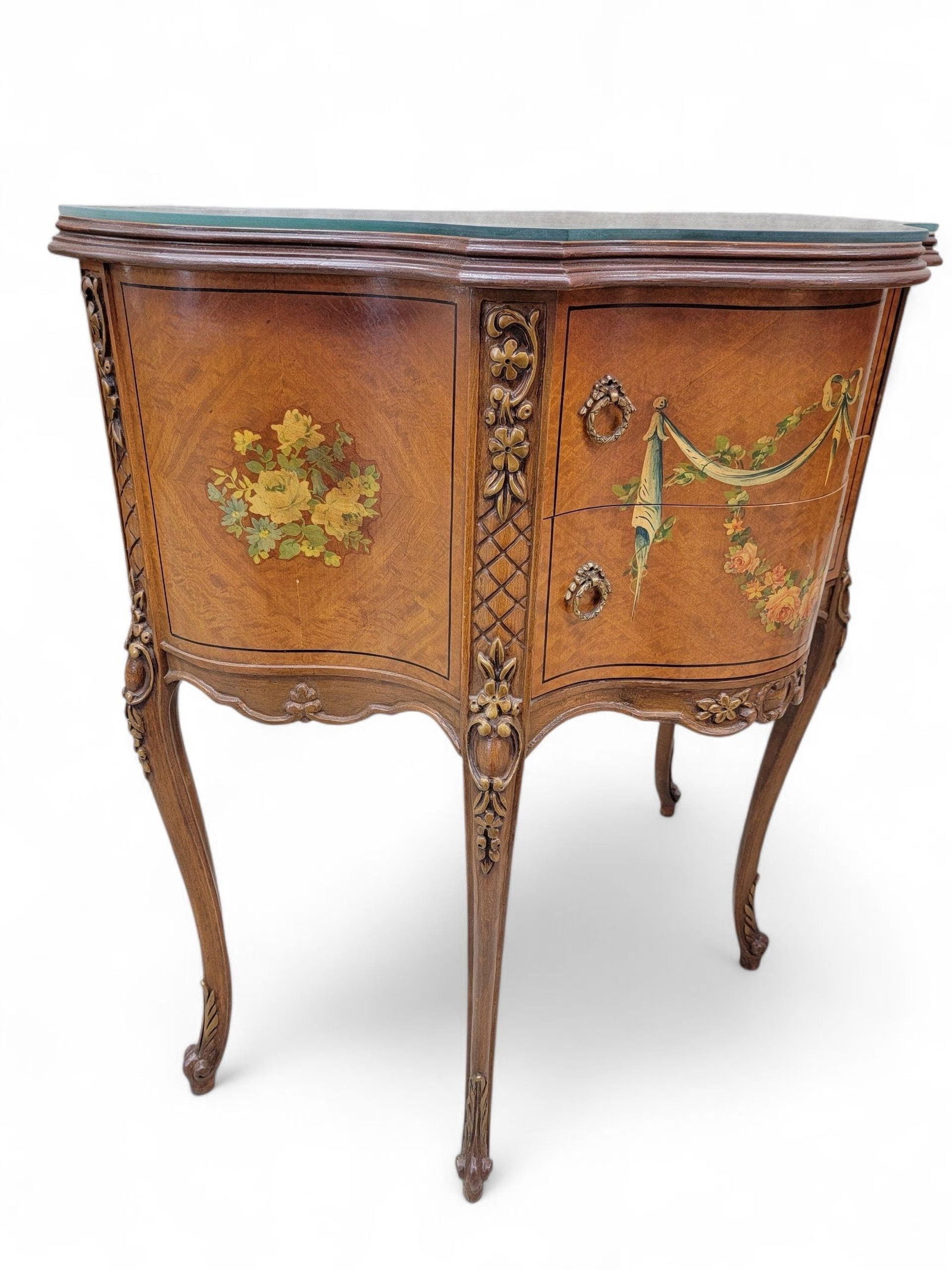 Antique Neoclassical French Style Hand Painted End Tabes/Nightstands - Pair - 9