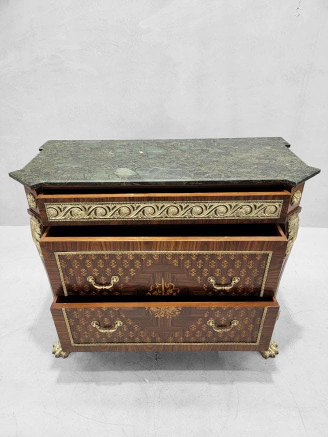 Antique French Empire Style Marquetry Inlay Chest Commode - 2