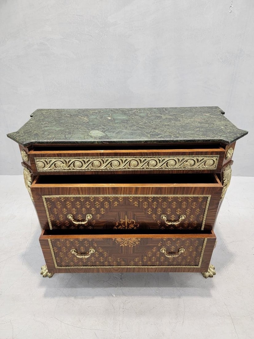 Antique French Empire Style Marquetry Inlay Chest Commode - 5