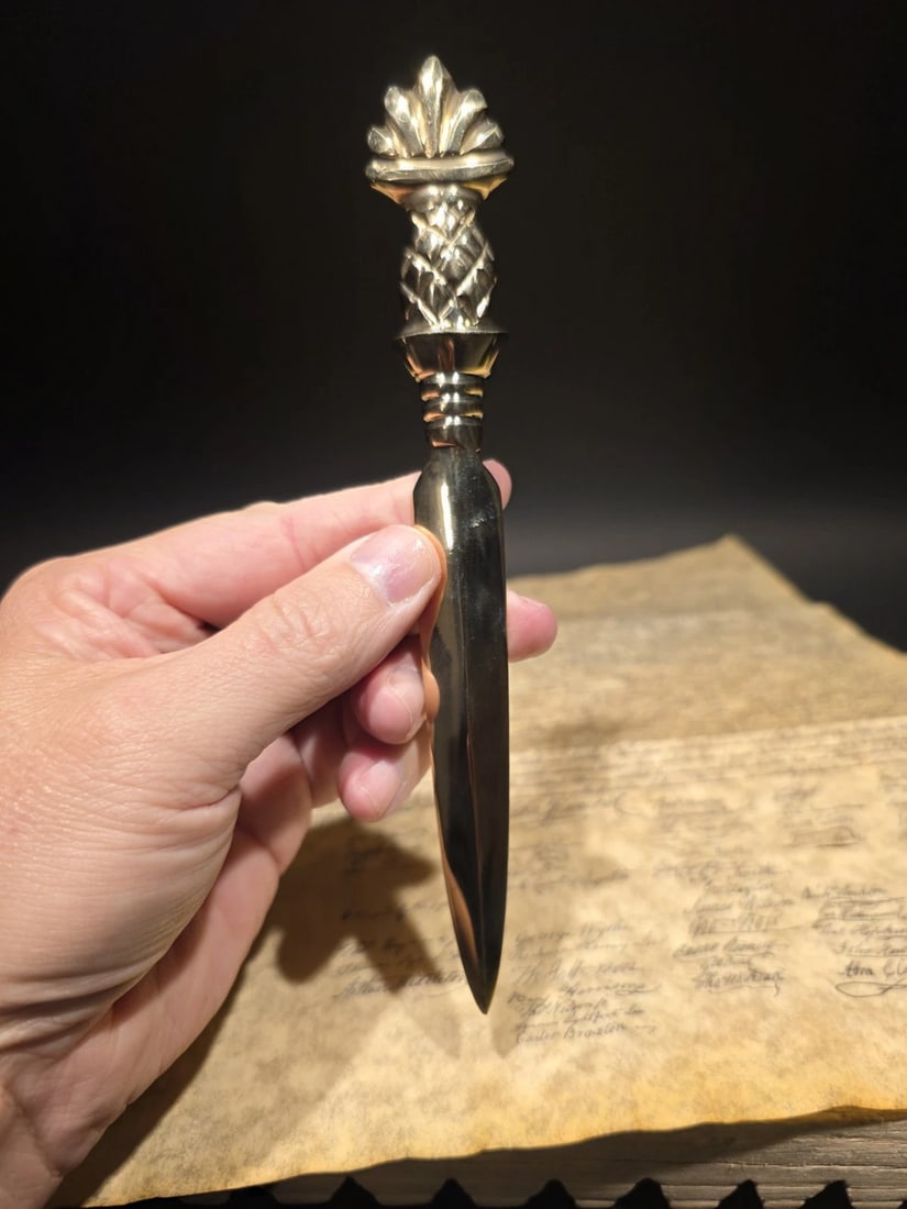 Brass Pineapple Handle Letter Opener - 6